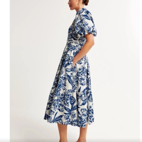 Abercrombie & Fitch Emerson Poplin Puff Sleeve Midi Dress - Picture 4 of 16
